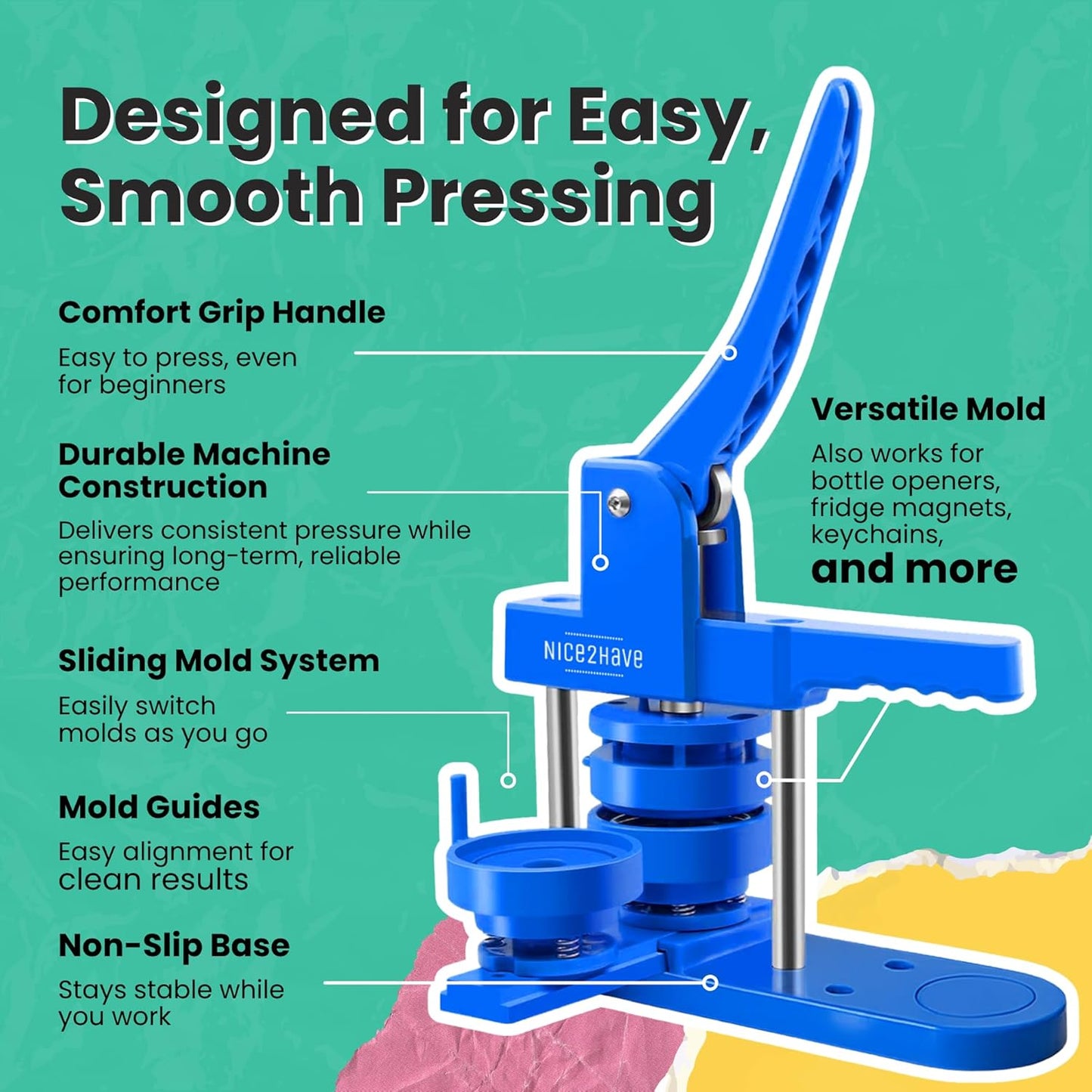 Buttonmaschine mit Zubehör, Blau - Multi Mold