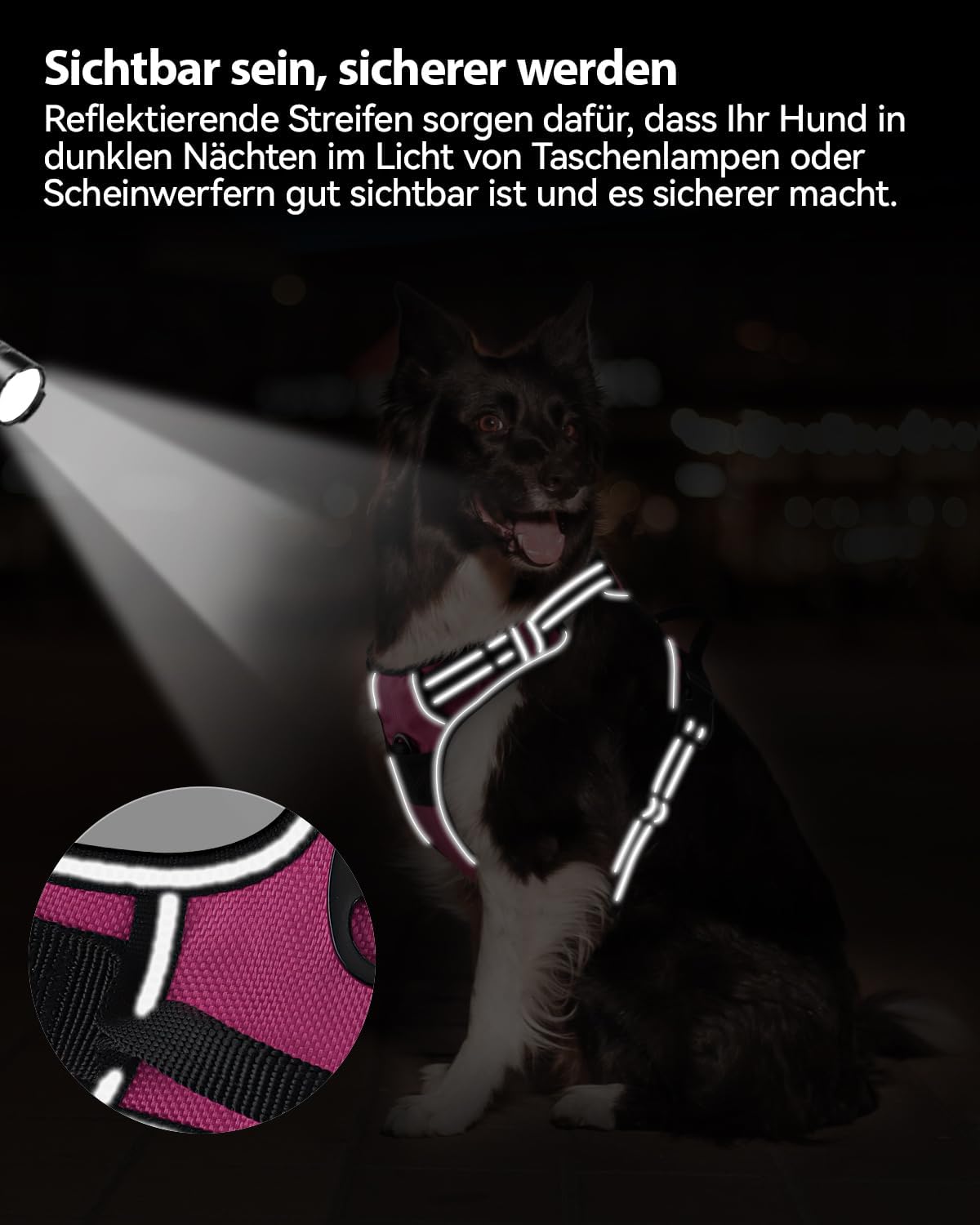 Reflektierendes Hundegeschirr, S (1er Pack) Leuchtend Rosa
