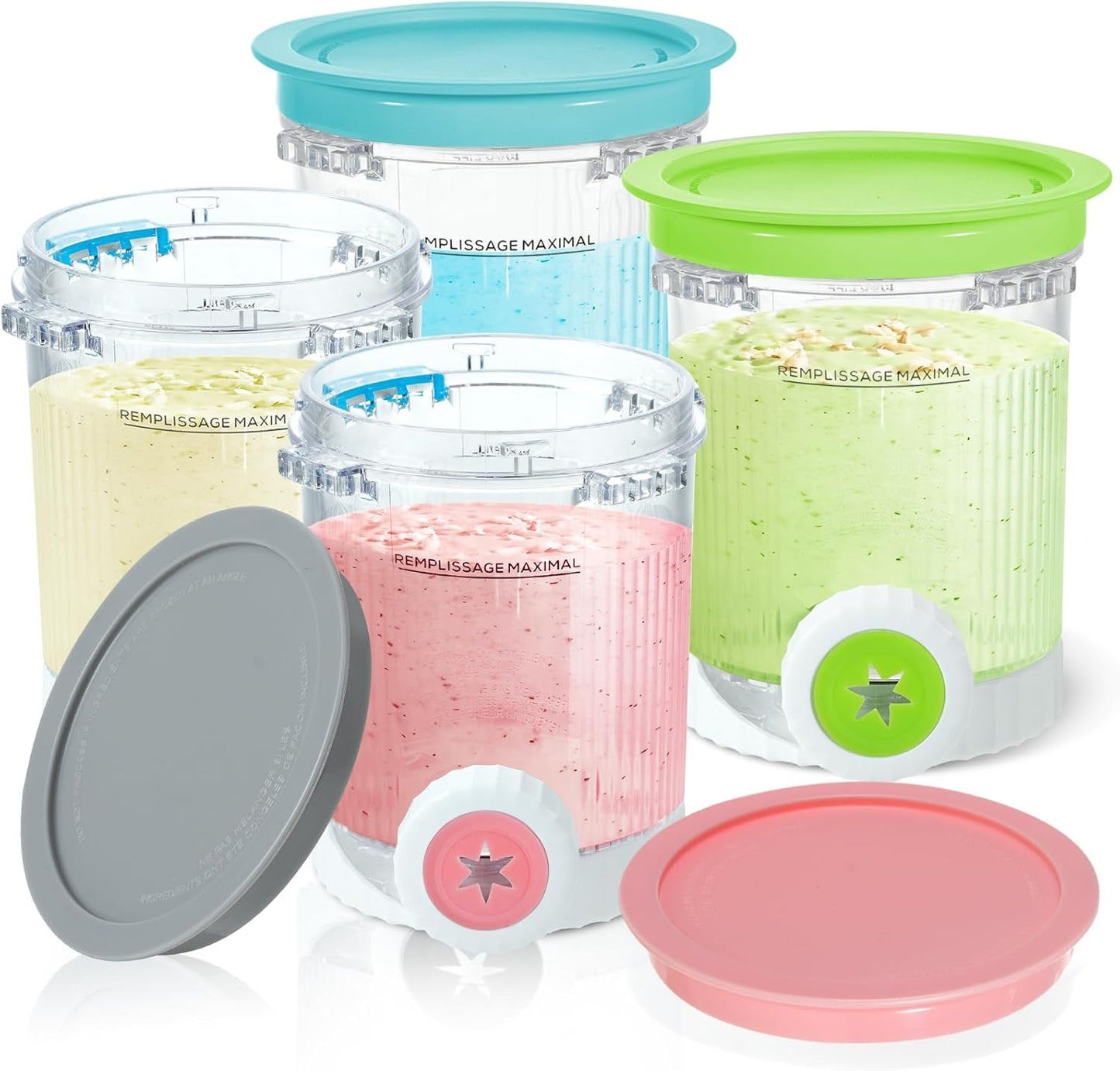 Eisbehälter-Set für Ninja Swirl NC700, NC701 & NC701EU, NC701 Series-4 Pack(Color Lids)