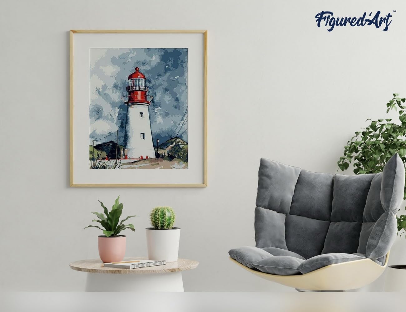 Malen nach Zahlen - Leuchtturm unter dunklem Himmel, Leuchtturm unter dunklem Himmel 40x50cm Mit Keilrahmen (nicht gespannt)