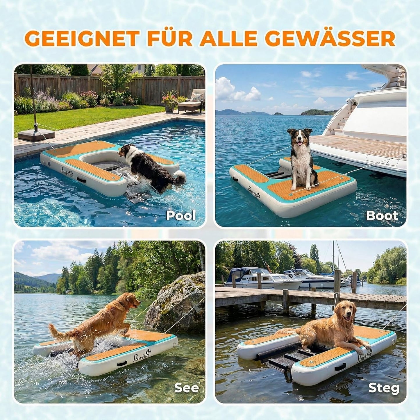 Aufblasbare Hunde-Wasserrampe