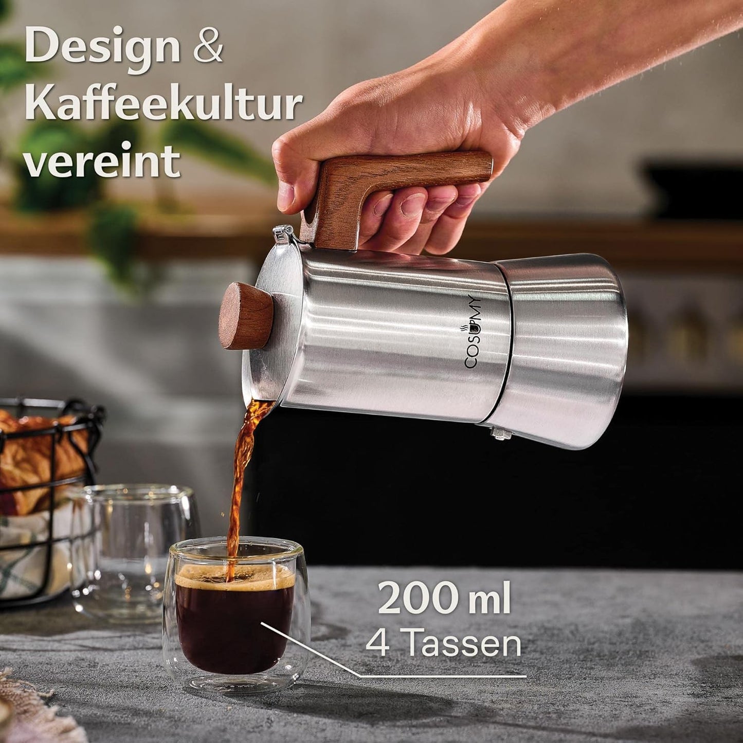Espressokocher für 4 Tassen, 4 Tassen (200ml)