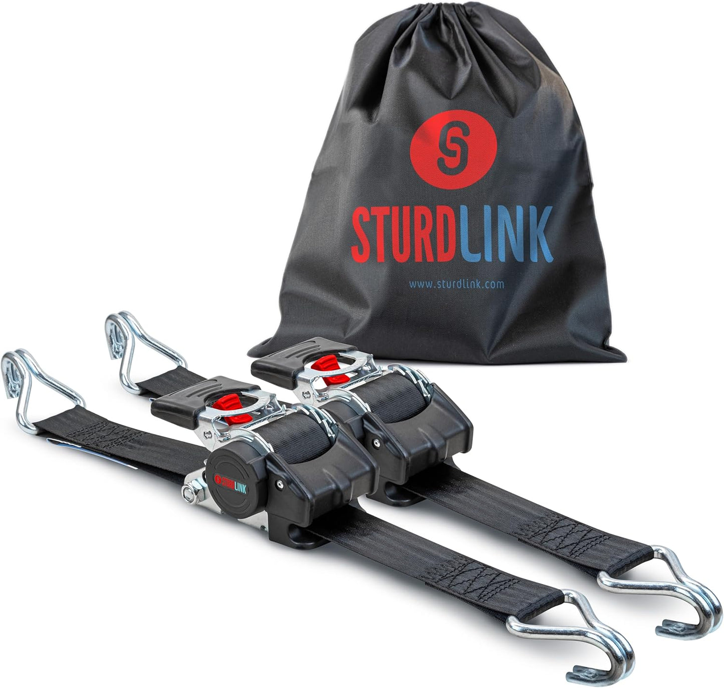 Automatik Zurrgurte mit Ratsche, Schwarz X2 / 50mm / 3M / Spitzhaken
