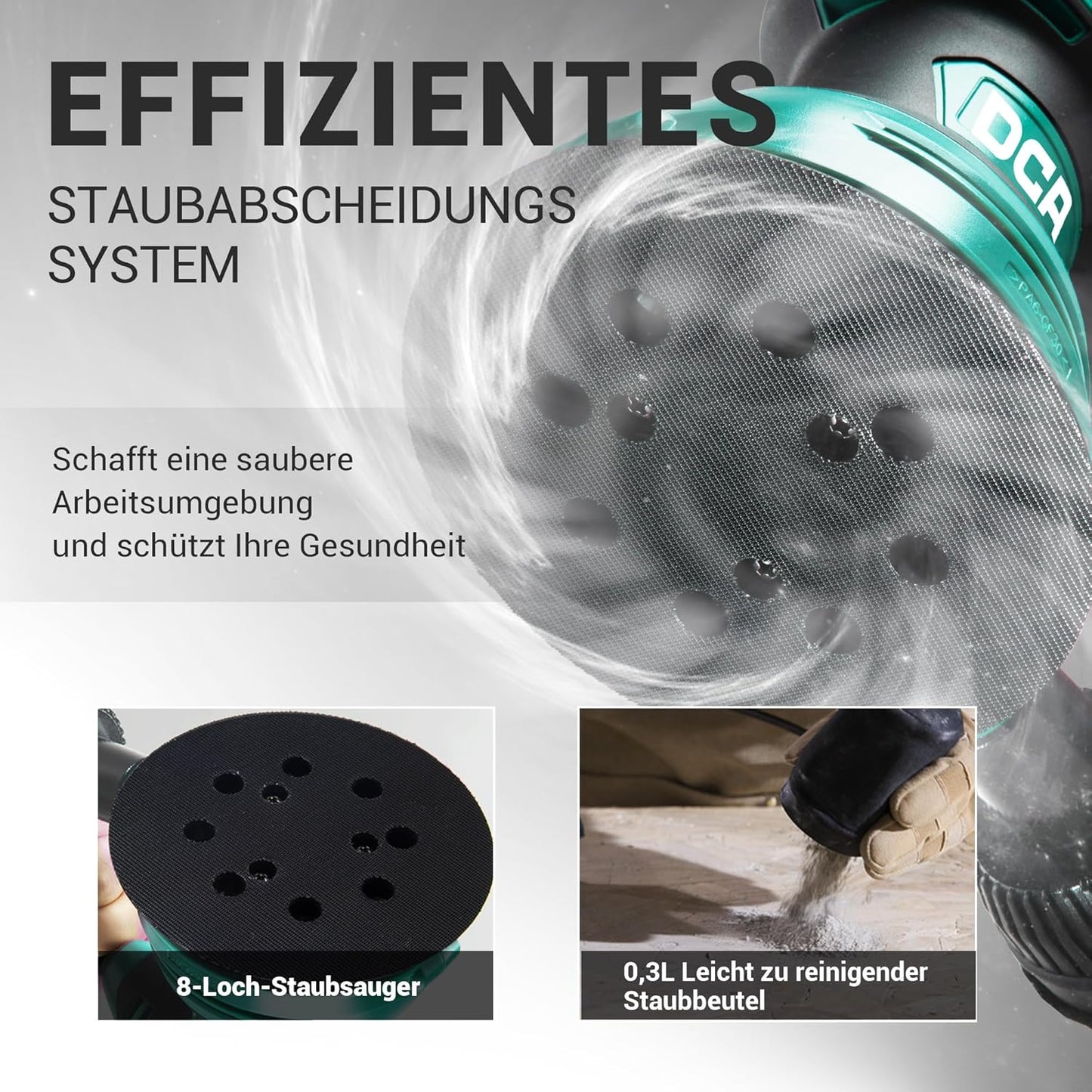 Exzenterschleifer mit Staubfangbehälter