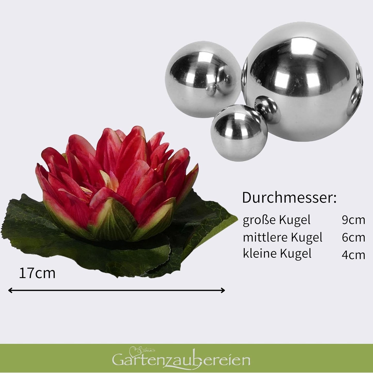 Miniteichset mit künstlichen Seerosen & Teichkugeln