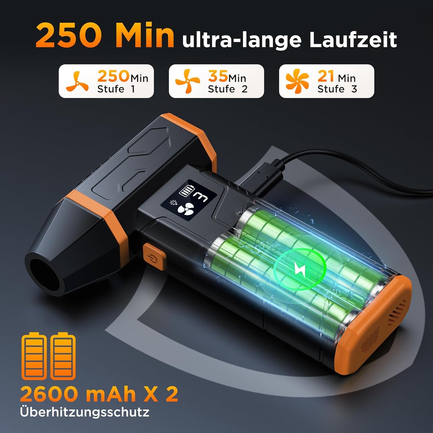 Elektrisches Druckluftspray für PC-Reinigung, Orange