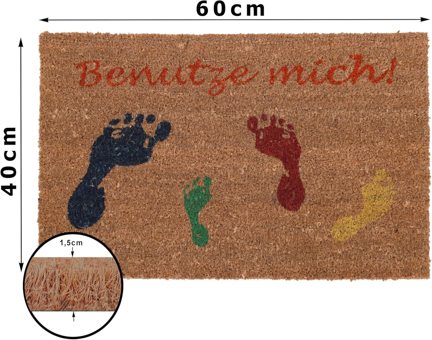 Kokos Fussmatte, 40 x 60 cm (Rechteckig) Benutze Mich