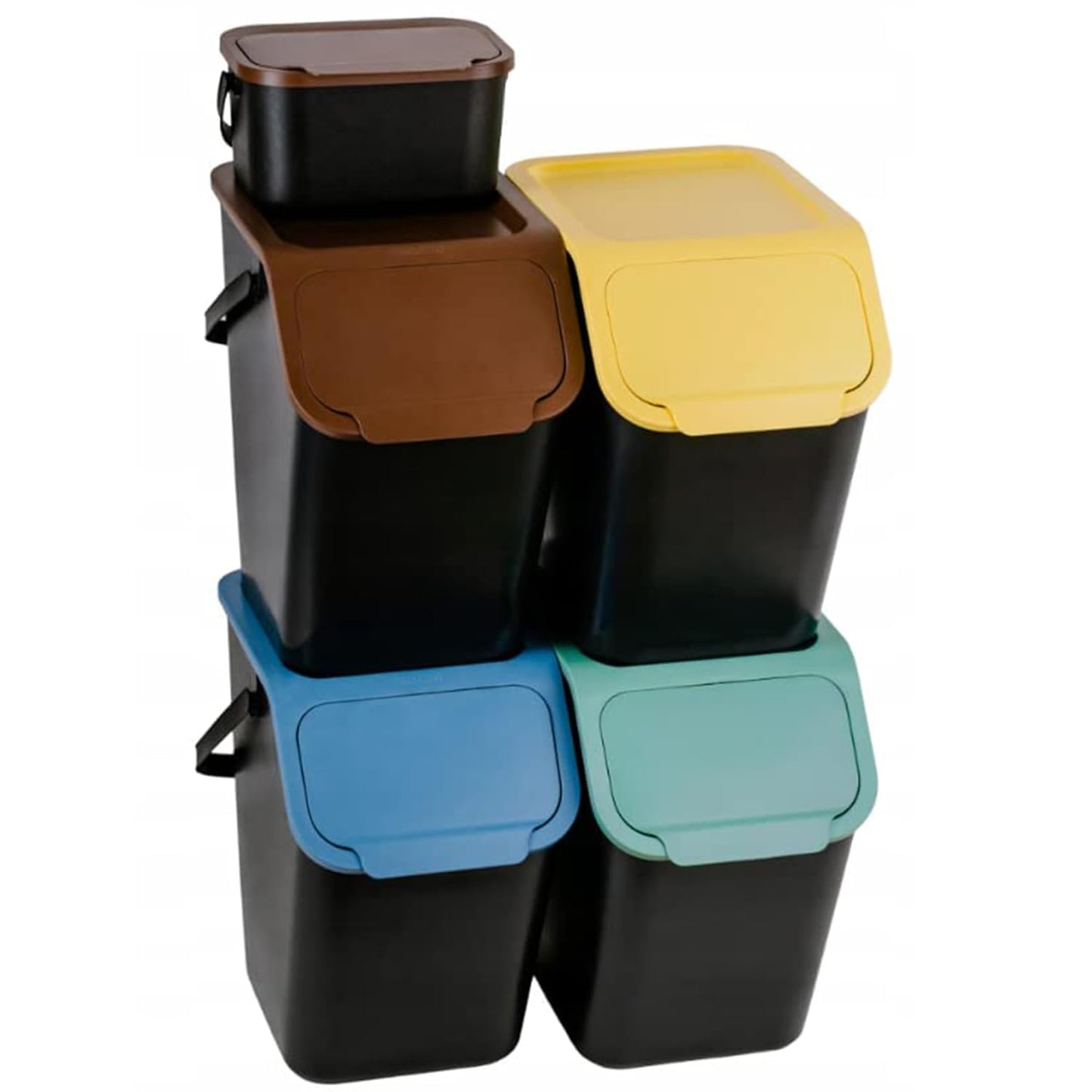 5-teiliges Küchen-Mülltrennsystem mit Komposter (4x25 l + 1x4,5 l), 4 Mülleimer mit einem Komposter