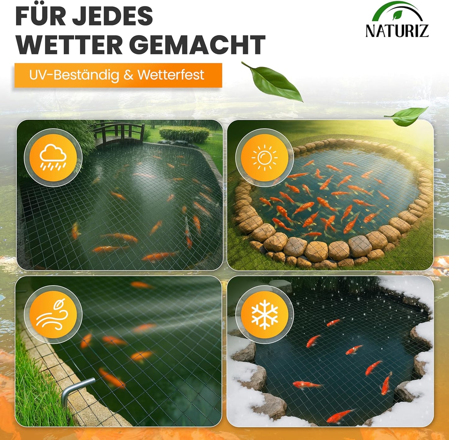 Teich- und Vogelschutznetz, feinmaschig 15x15mm, 8x8m, 8 x 8 m