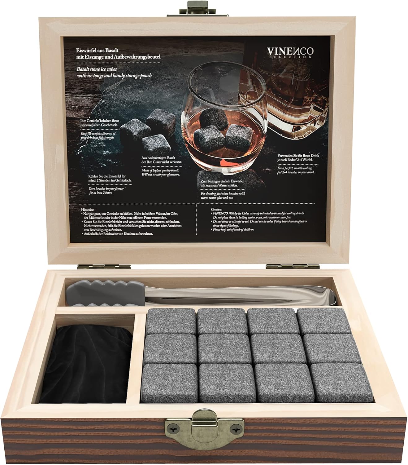 Whisky Stone Set, 12er Set Basalt Basalt