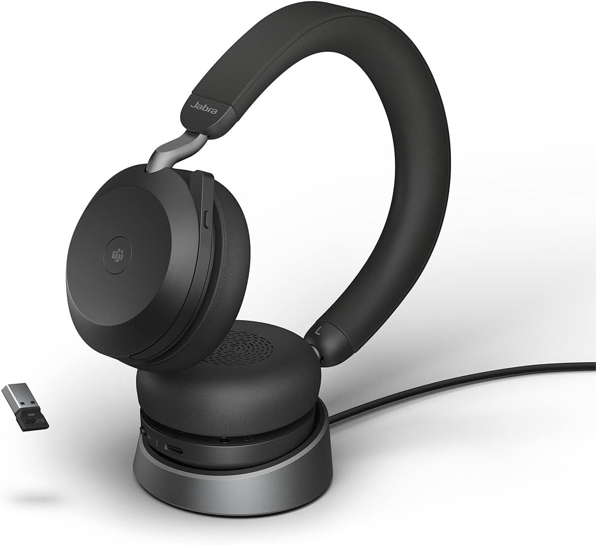 Evolve2 75 MS Stereo + Ladestation, USB-A dongle USB-A Adapter & Inklusive Halterung Teams