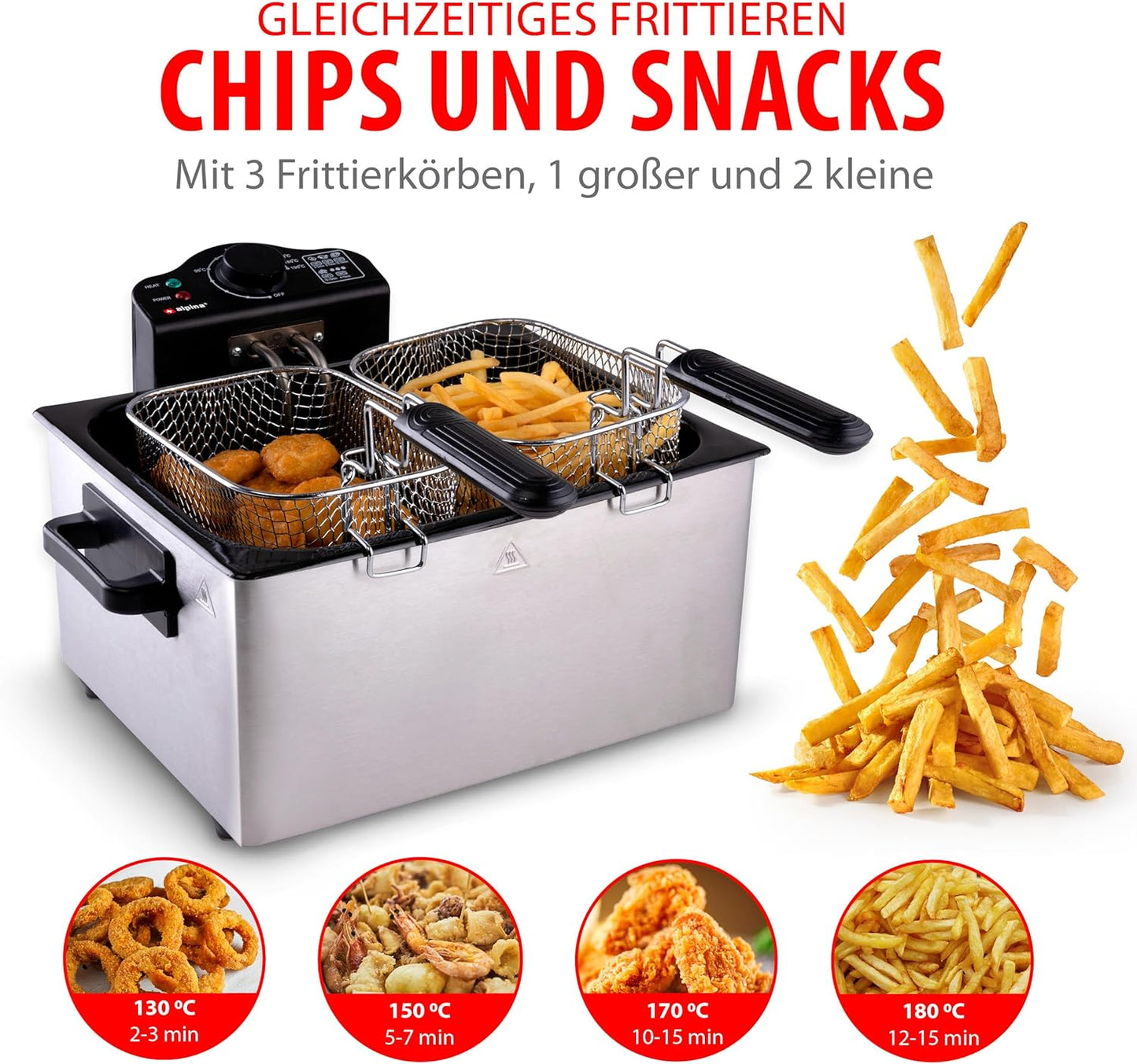 Doppel-Fritteuse, 5L mit 3 Körben