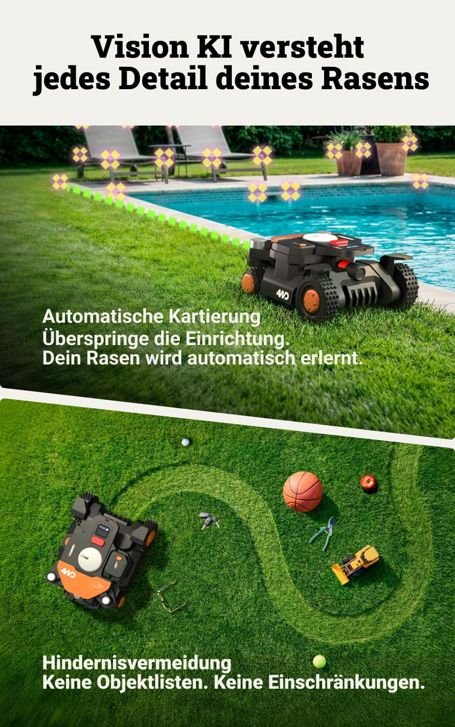 Landroid Vision Cloud Mähroboter, 4000 m² 4WD Mähroboter