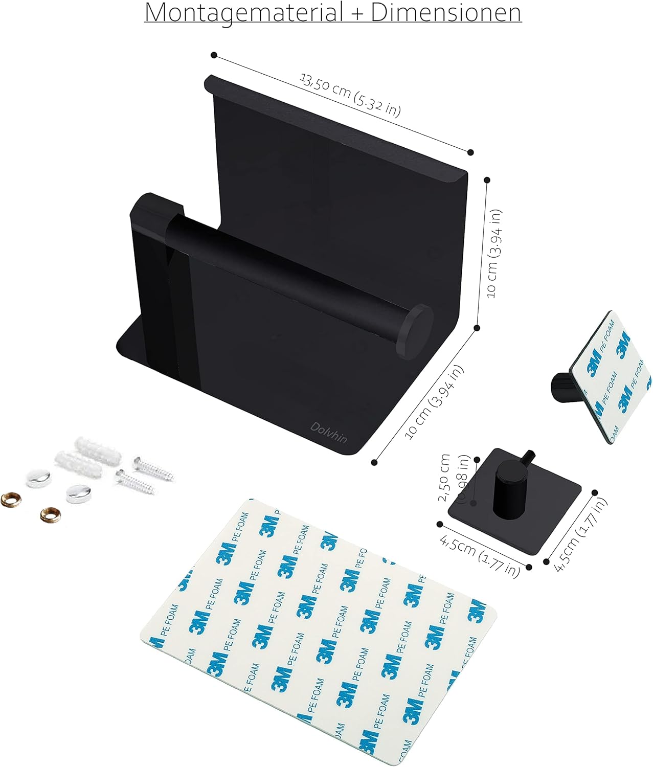 Toilettenpapierhalter mit Ablage, Schwarz