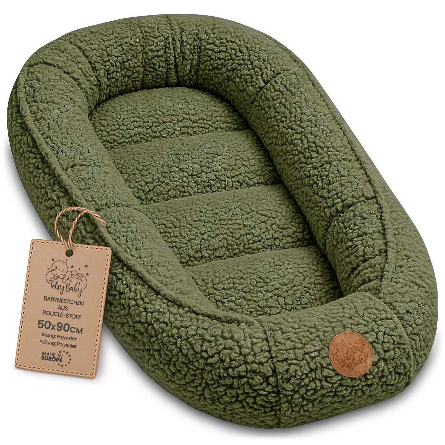 Babynest für Neugeborene, Olivgrün 90x50 cm (1er Pack)