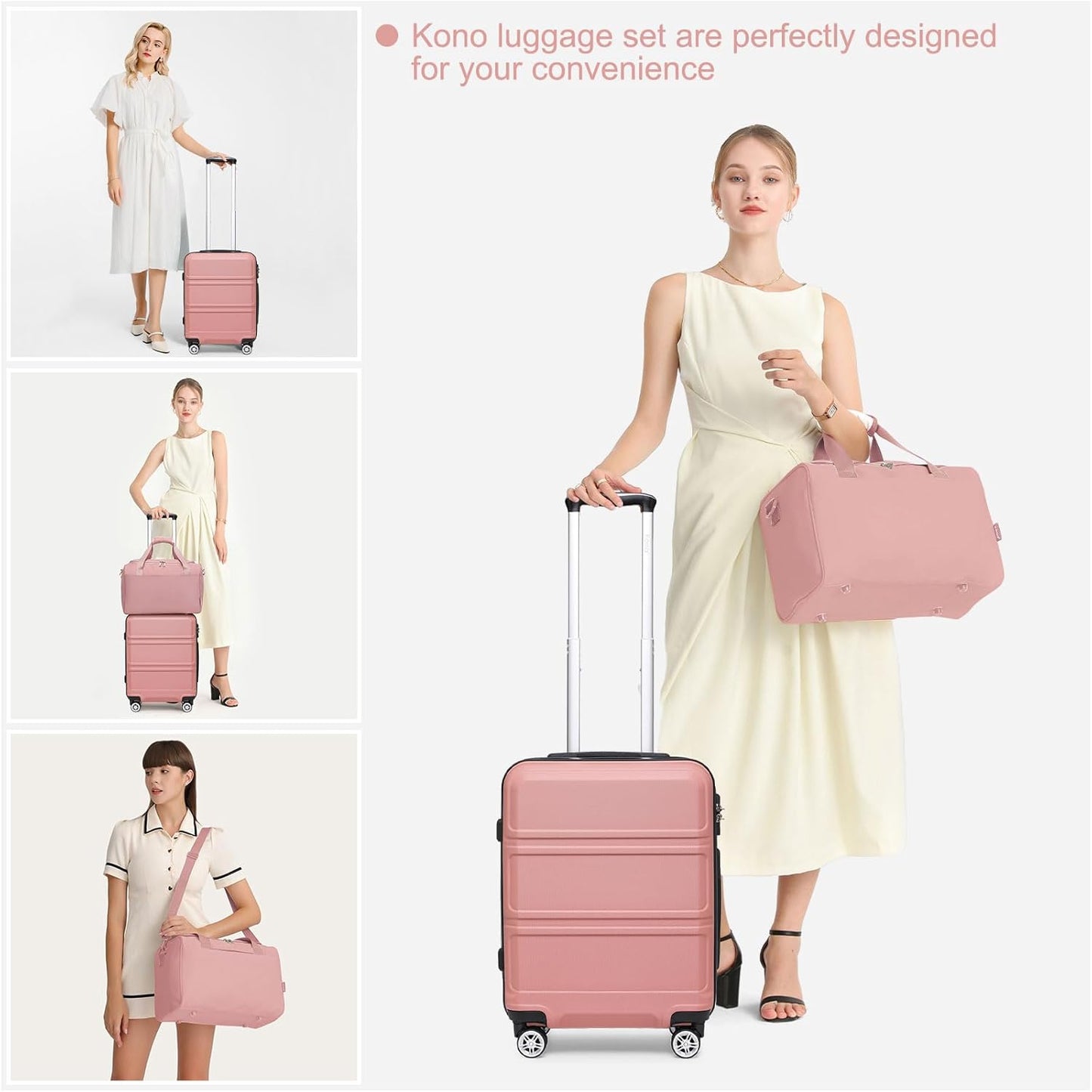Hartschalen-Kofferset mit TSA-Schloss (4-teilig), Rosegold 55cm/65cm/74cm Gepäck-Sets