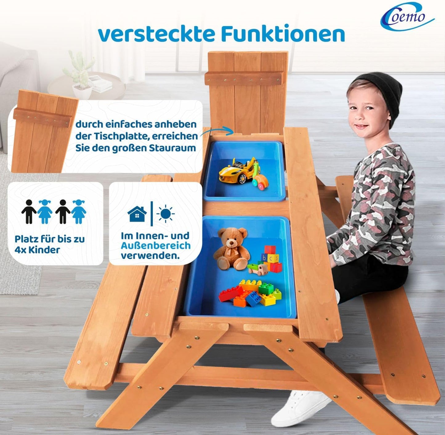 2 in 1 Kindersitzgruppe mit Sand- & Wasserspieltisch