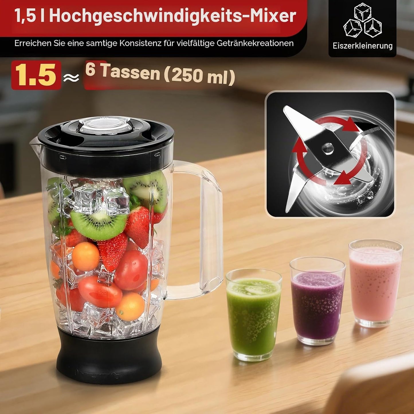 Multifunktionale Küchenmaschine mit Zubehör, Silber