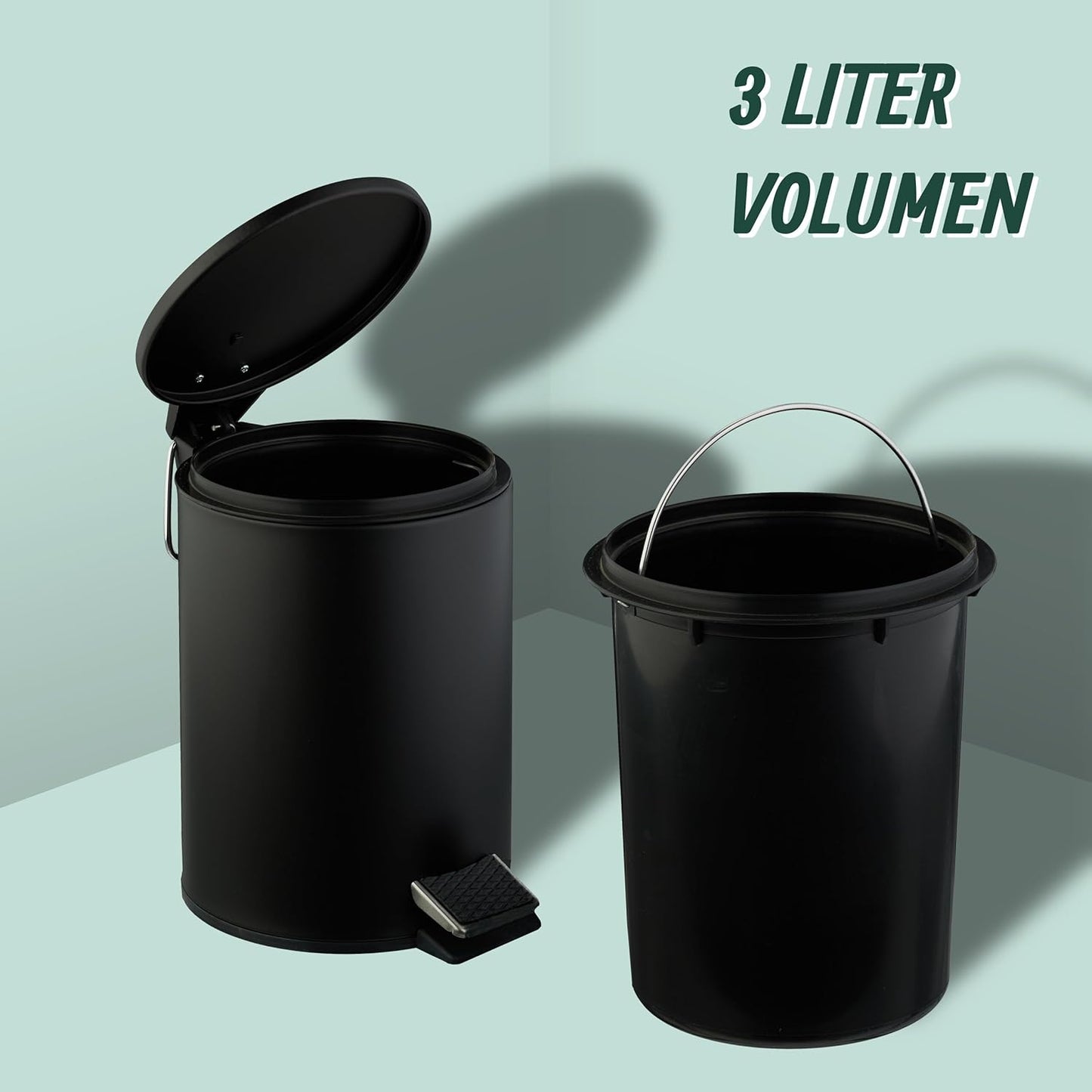 Kosmetikeimer mit Softclose-Funktion, schwarz