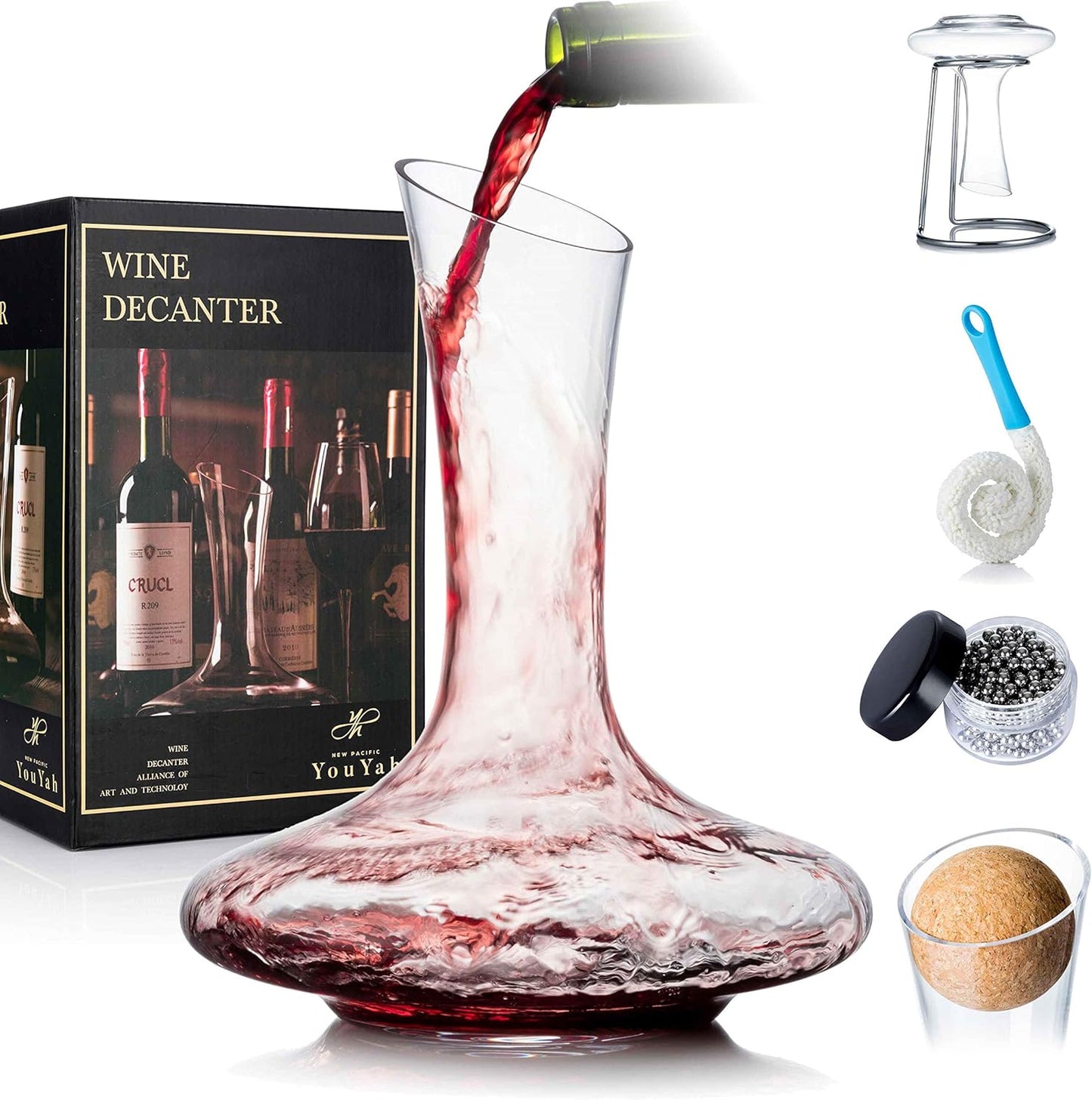 Weinkaraffen-Set mit Zubehör, Transparent