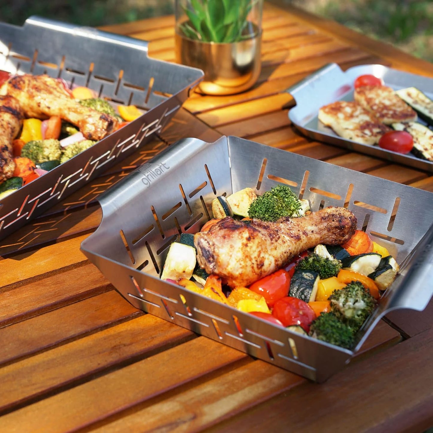 Premium Grillkorb Set, Grillkorb + XL Grillkorb