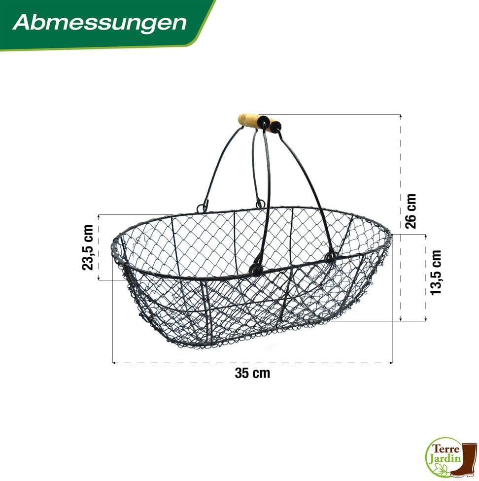 Metall-Erntekorb mit Holzgriffen