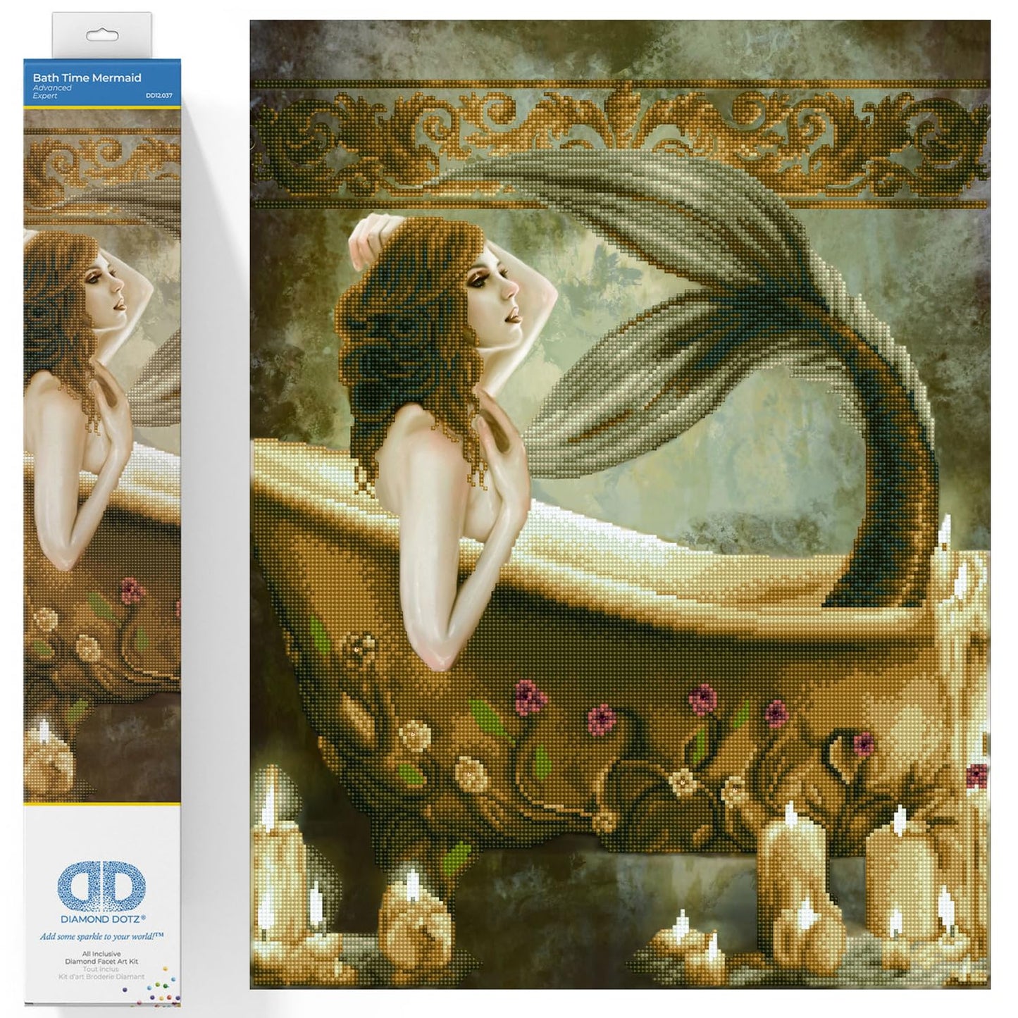 Diamond Painting: Meerjungfrau in Wanne 52 x 68 cm, Bath Time Mermaid