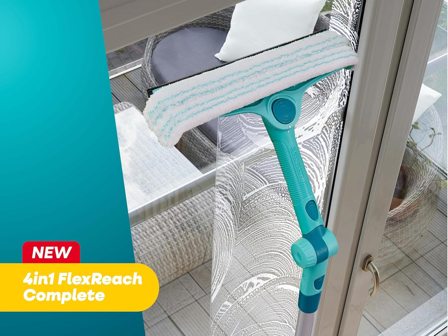 Fensterreinigung Set 4in1 FlexReach (mit Eimer), Fensterwischer mit Eimer und 43cm Stiel Grösse L