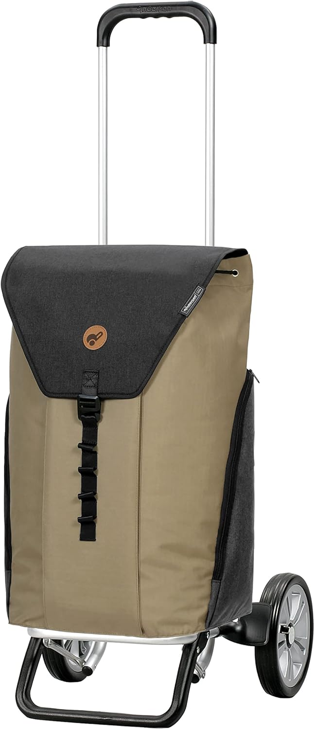 Höhenverstellbarer Einkaufstrolley Alu Star Shopper Ture mit abnehmbarer 50 L Einkauftasche, Beige