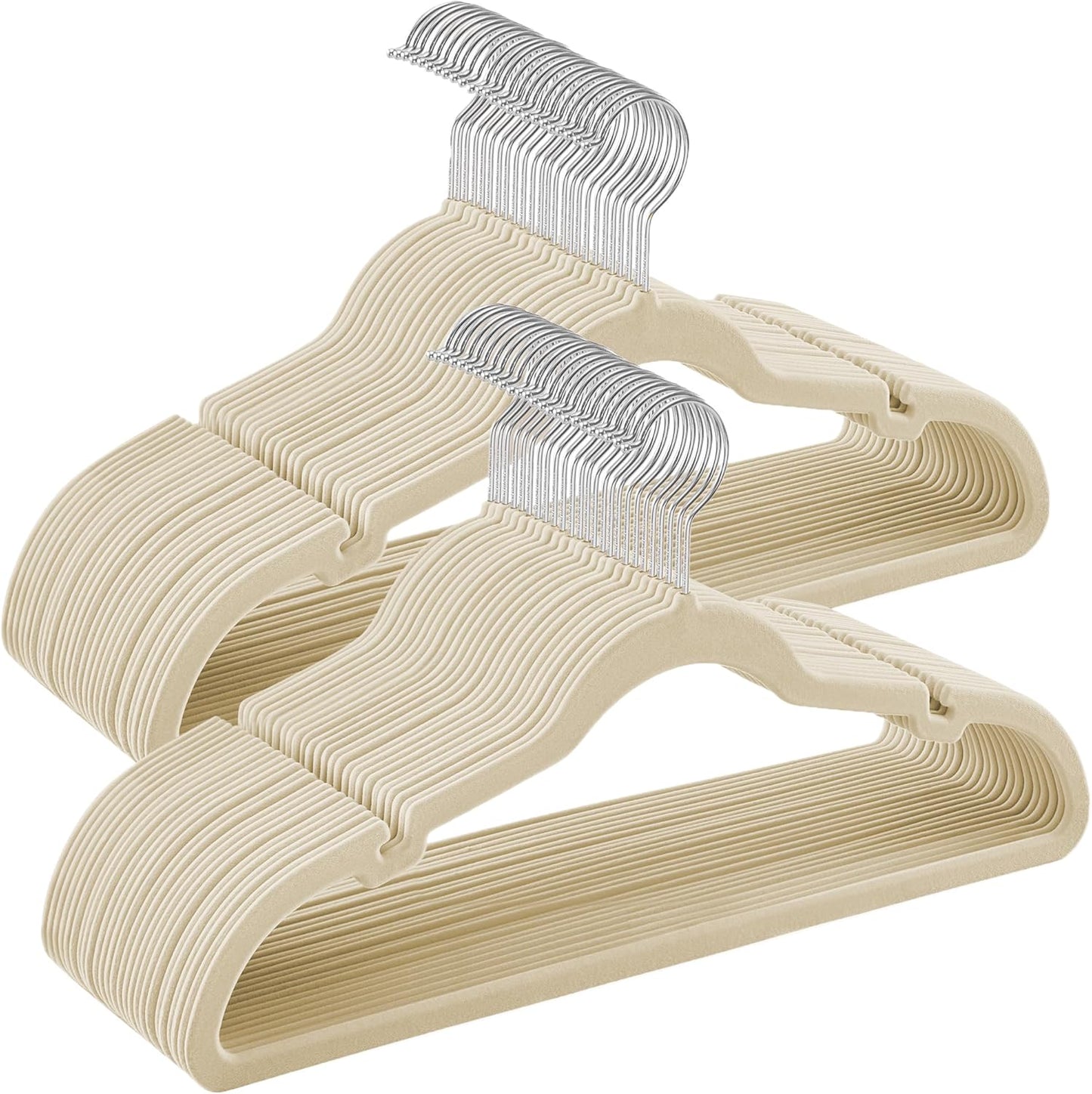 50er-Set Samt-Kleiderbügel, Sand Beige 50 Stück