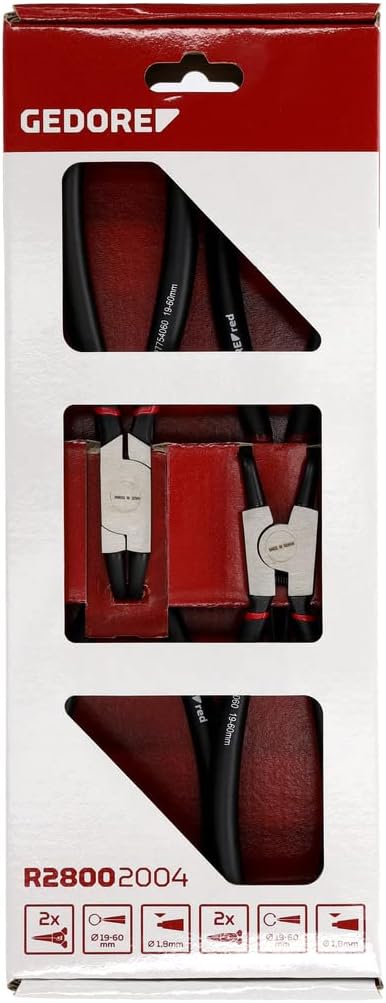 red R28002004 Sicherungsringzangensatz gerade + gewinkelt 90° 4-teilig