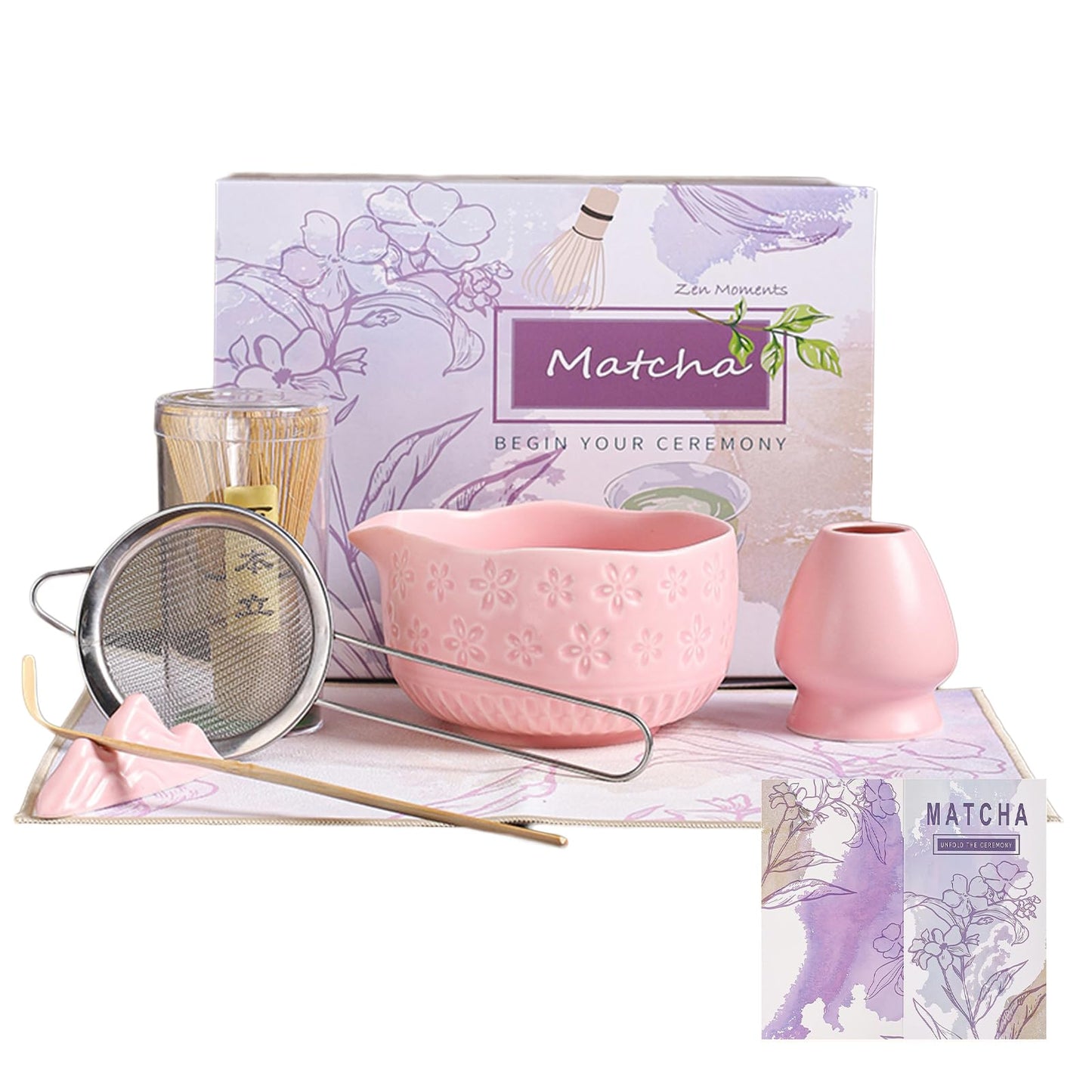 7-teiliges Matcha-Teeset, Rosa