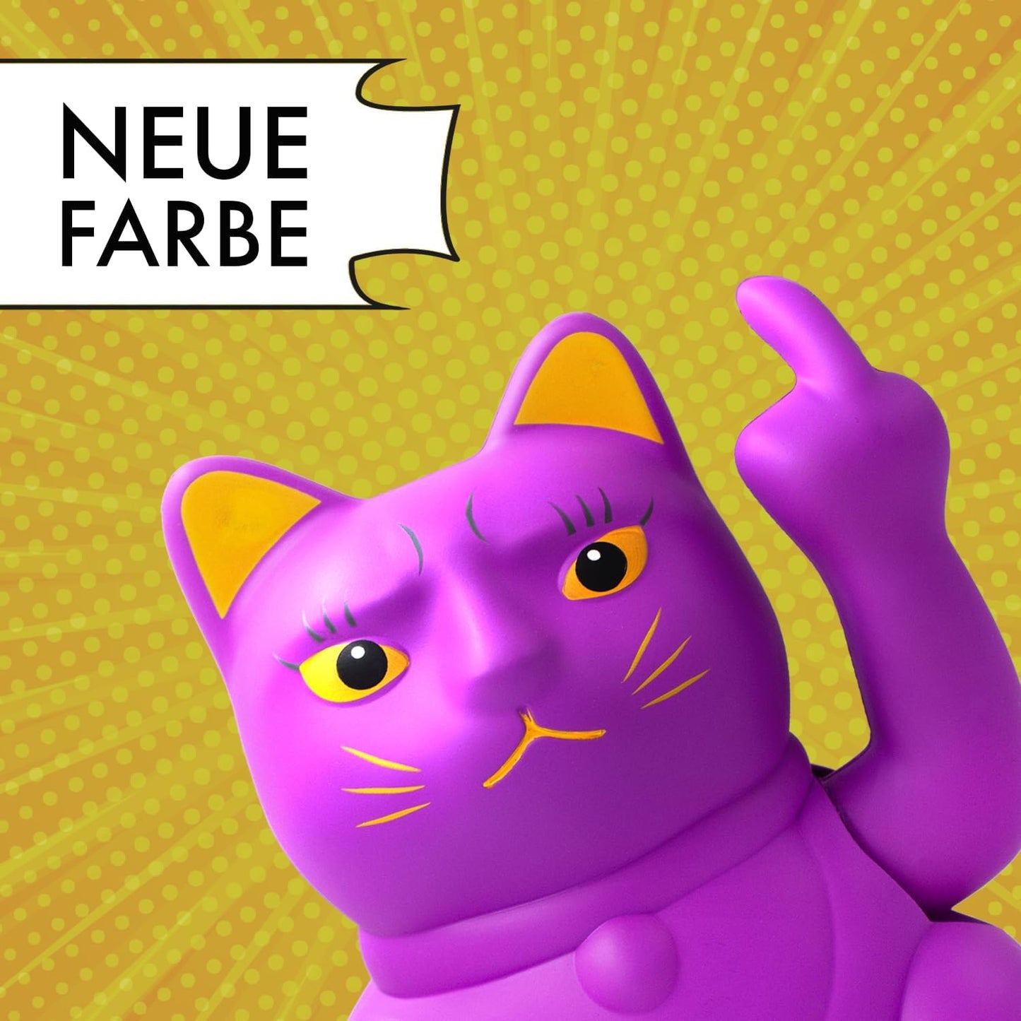 Winkekatze mit Mittelfinger, Lila