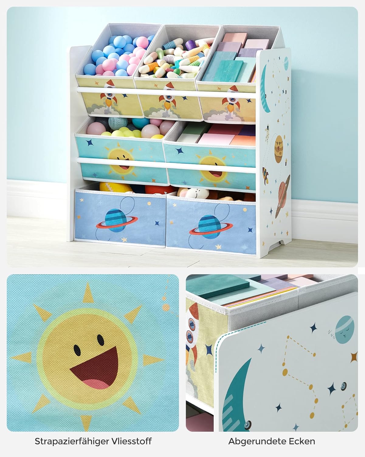 Kinder-Spielzeugregal mit Aufbewahrungsboxen (7 Stück), Weiss