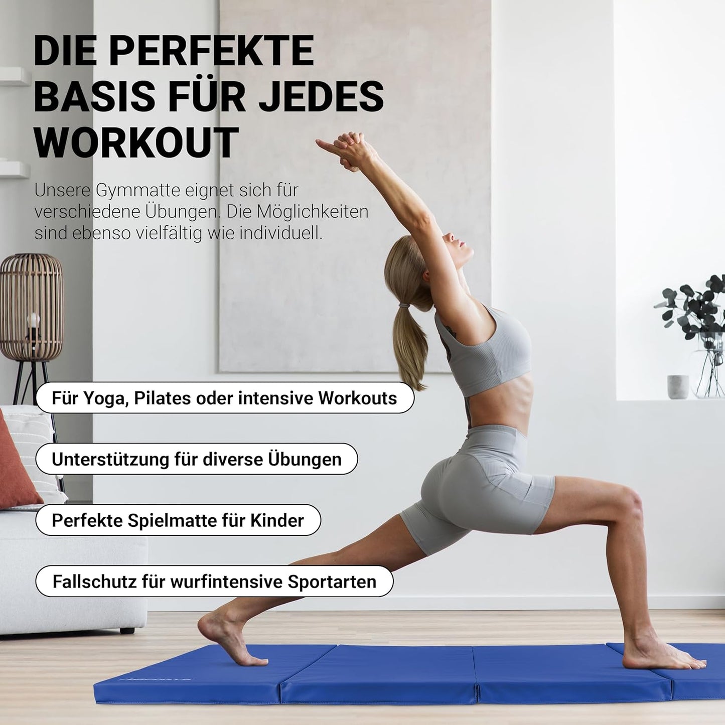 Klappbare Weichbodenmatte für Gymnastik, Blau 190 x 80 x 5 cm