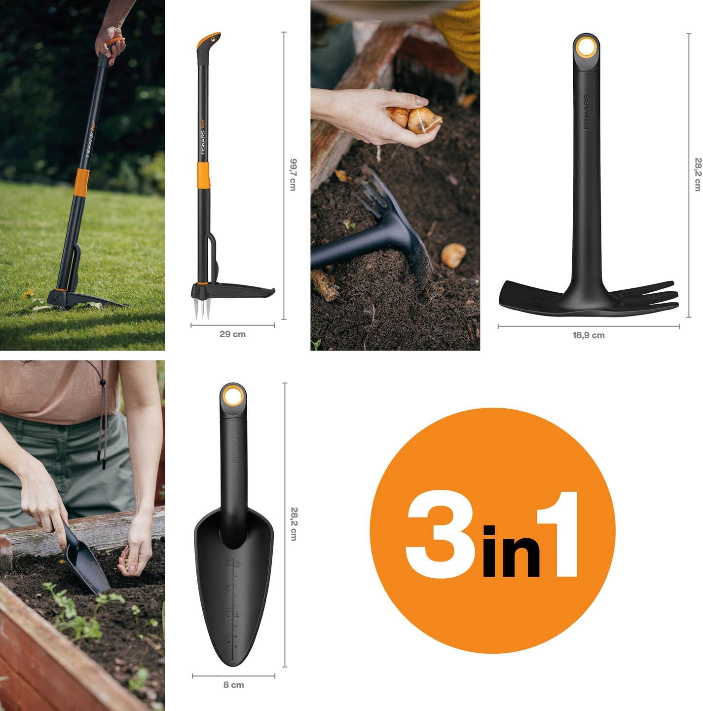 3-teiliges Gartenwerkzeuge-Set, Xact + Pflanzwerkzeuge