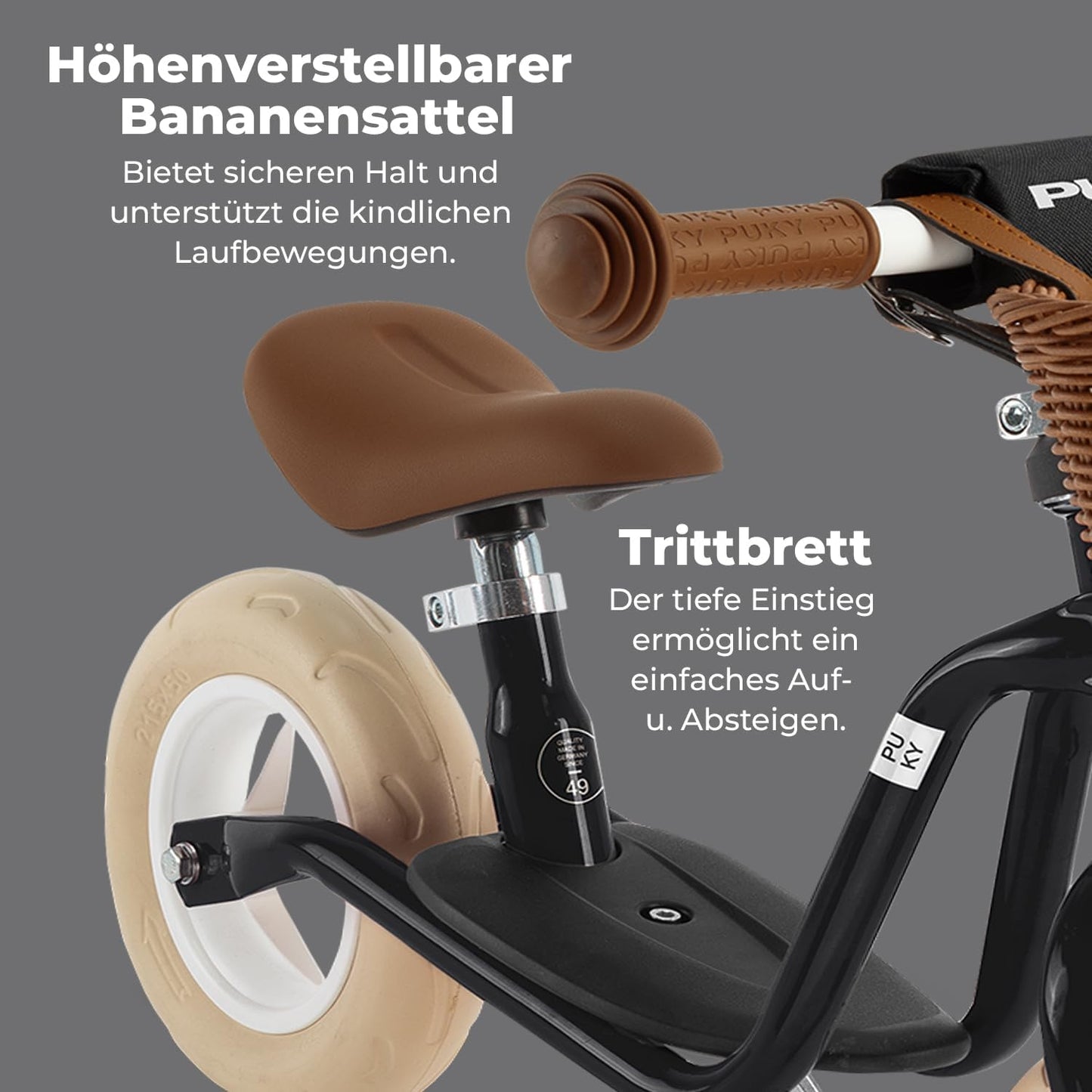 Höhenverstellbares Laufrad LR M Classic, Schwarz Einheitsgrösse