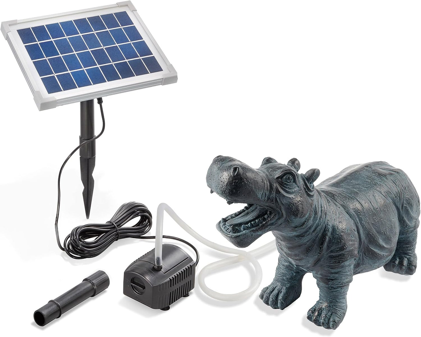Solarbetriebener Wasserspeier Nilpferd