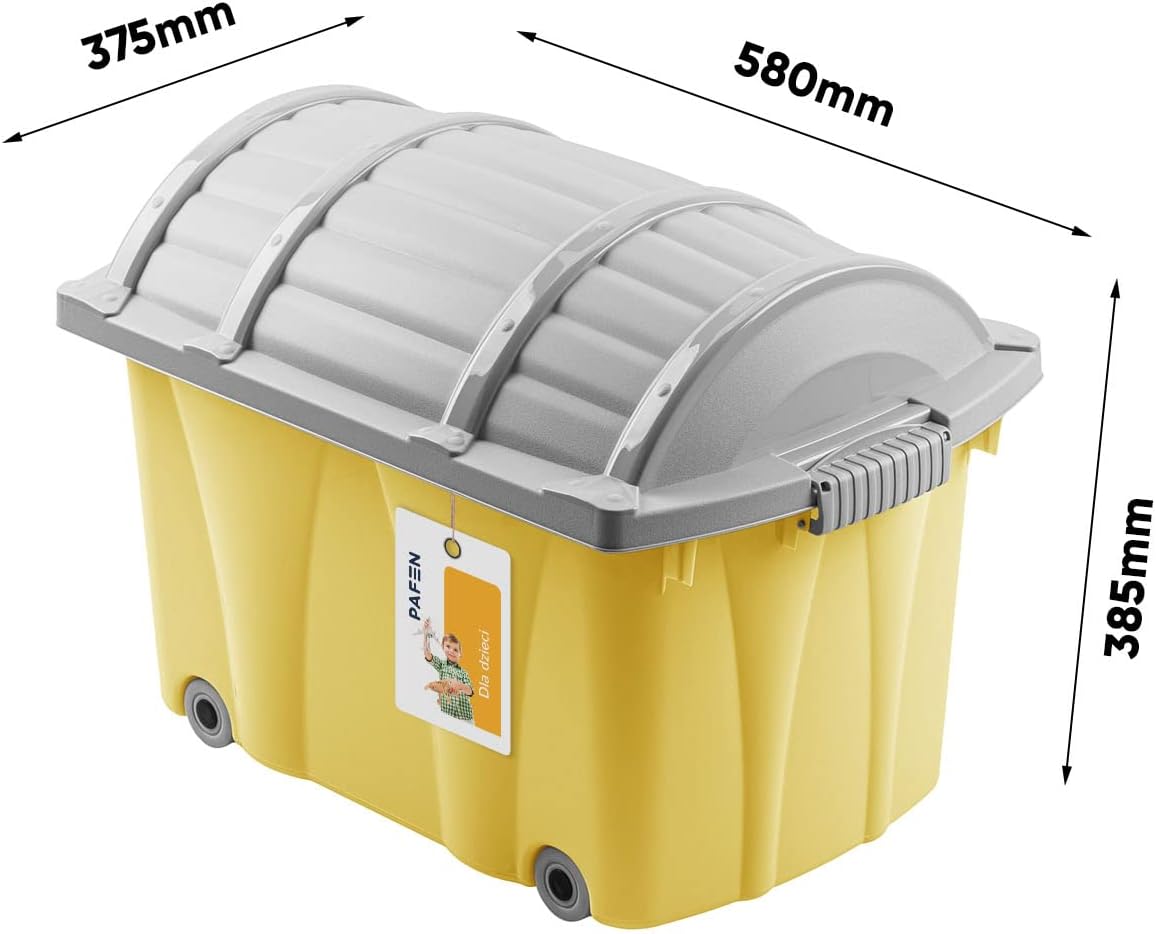 Piraten-Spielzeugkiste mit Rollen, 49l, Gelb Piratbox 49l