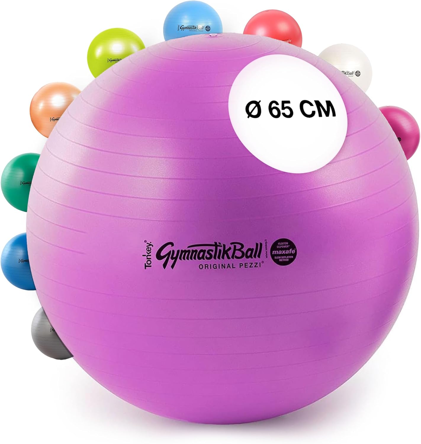 Gymnastikball MAXAFE 65cm für Fitness & Therapie, 65cm Violett
