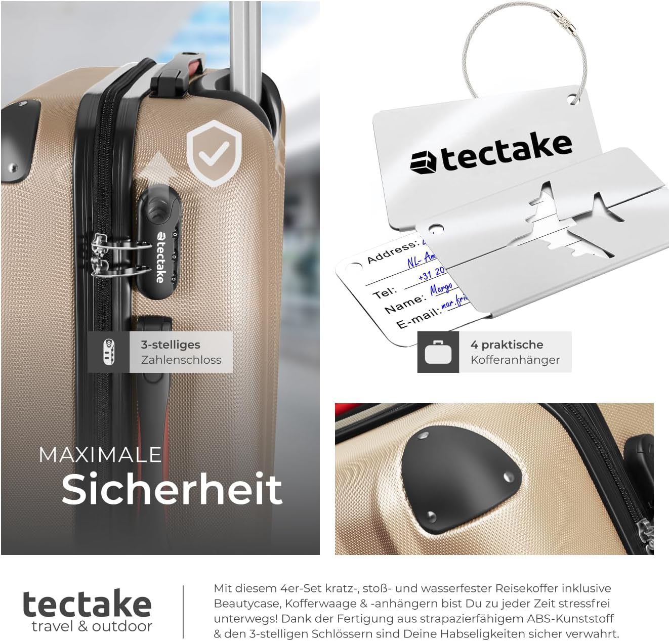 Cleo 4-tlg. mit Kofferwaage, Champagner