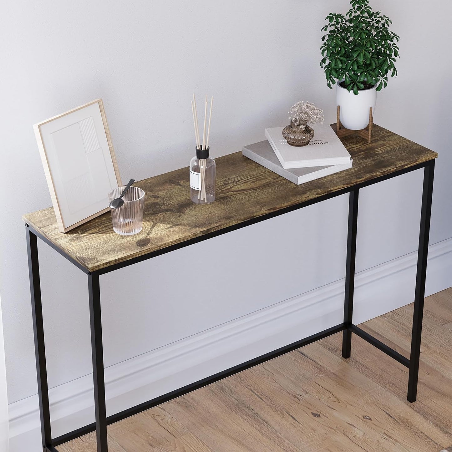 Brooklyn Konsolentisch aus Holz, ohne Schublade, Dark Wood No Drawer
