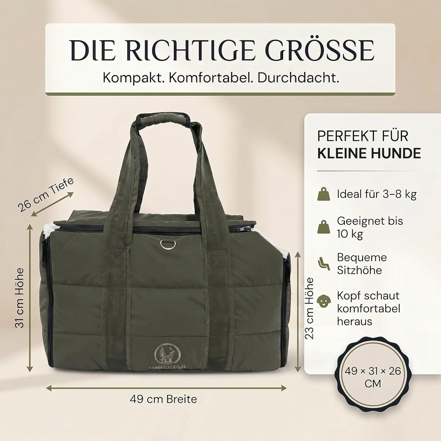 2-in-1 Hundetasche und Reisedecke, Olive Green