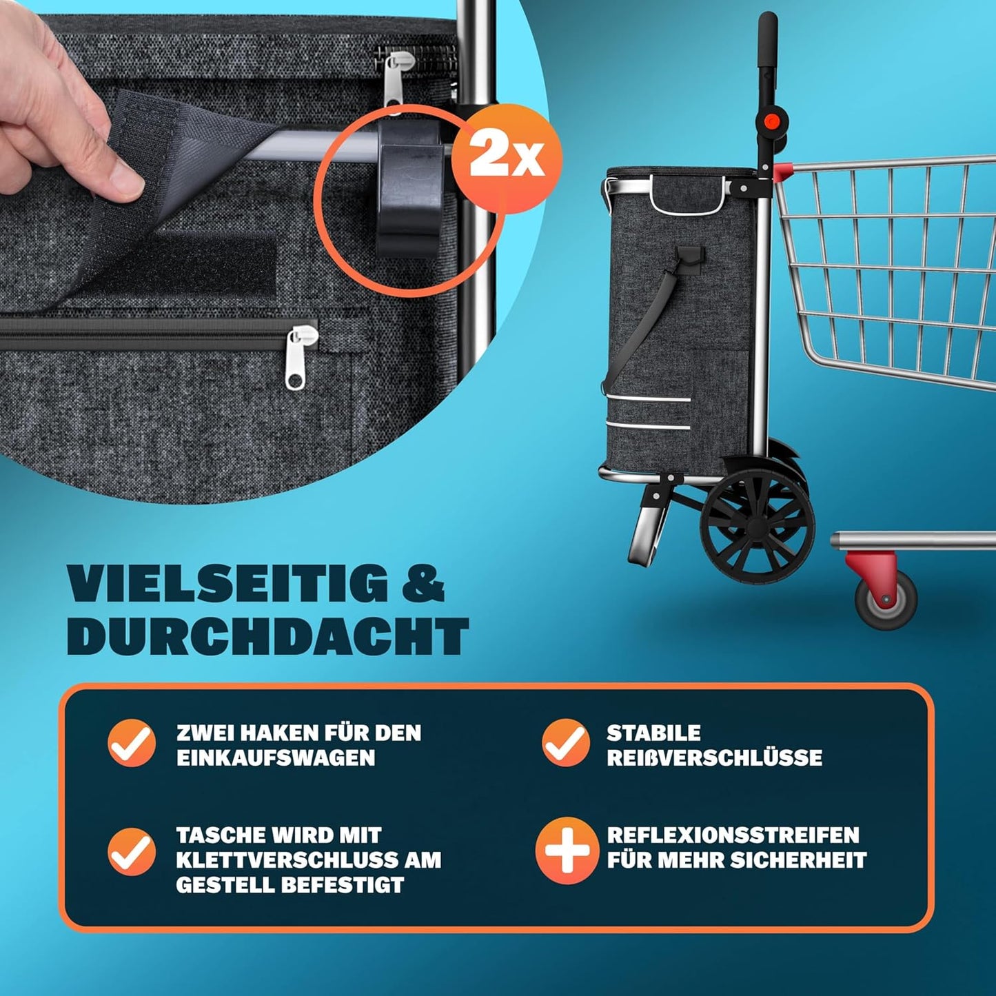3in1 Einkaufstrolley, Schwarz