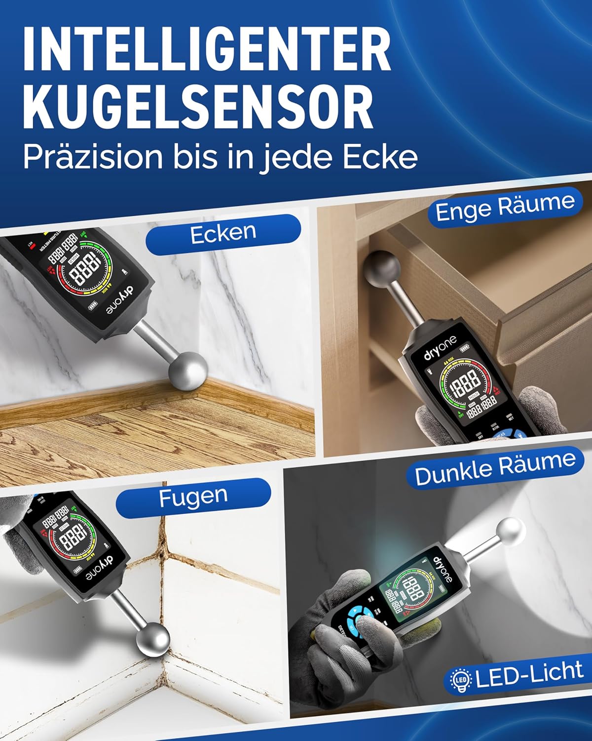 Feuchtigkeitsmessgerät für Wände und Holz
