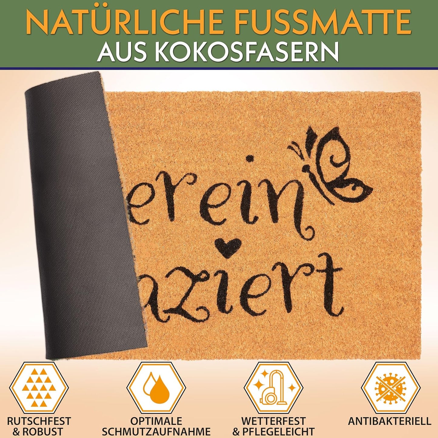 Antirutsch Fussmatte, Herein Spaziert
