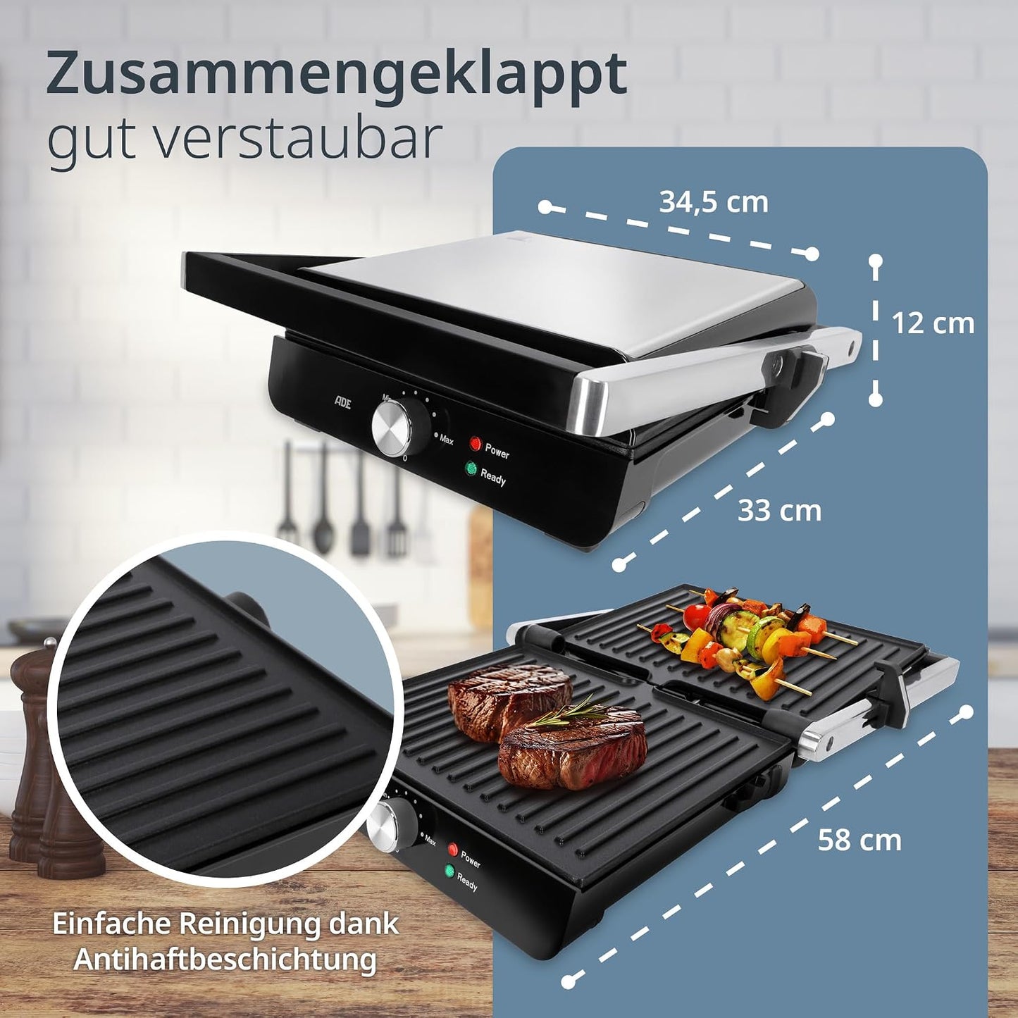 3-in-1 Kontaktgrill, Silber