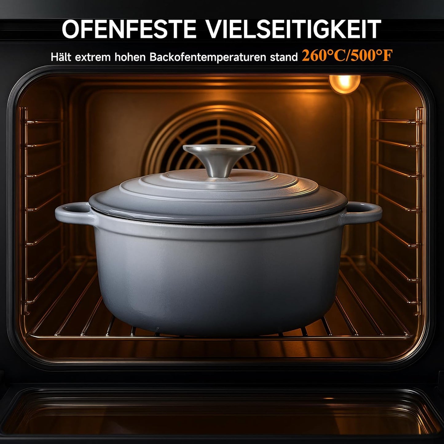 Schmortopf mit Deckel & Topflappen, 24cm/4L Grau