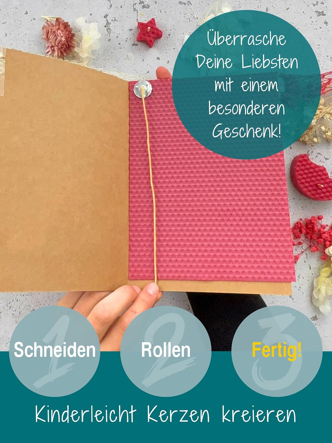 20er Set Bienenwachsplatten für Kerzenherstellung, Rot | 20 x 15 cm