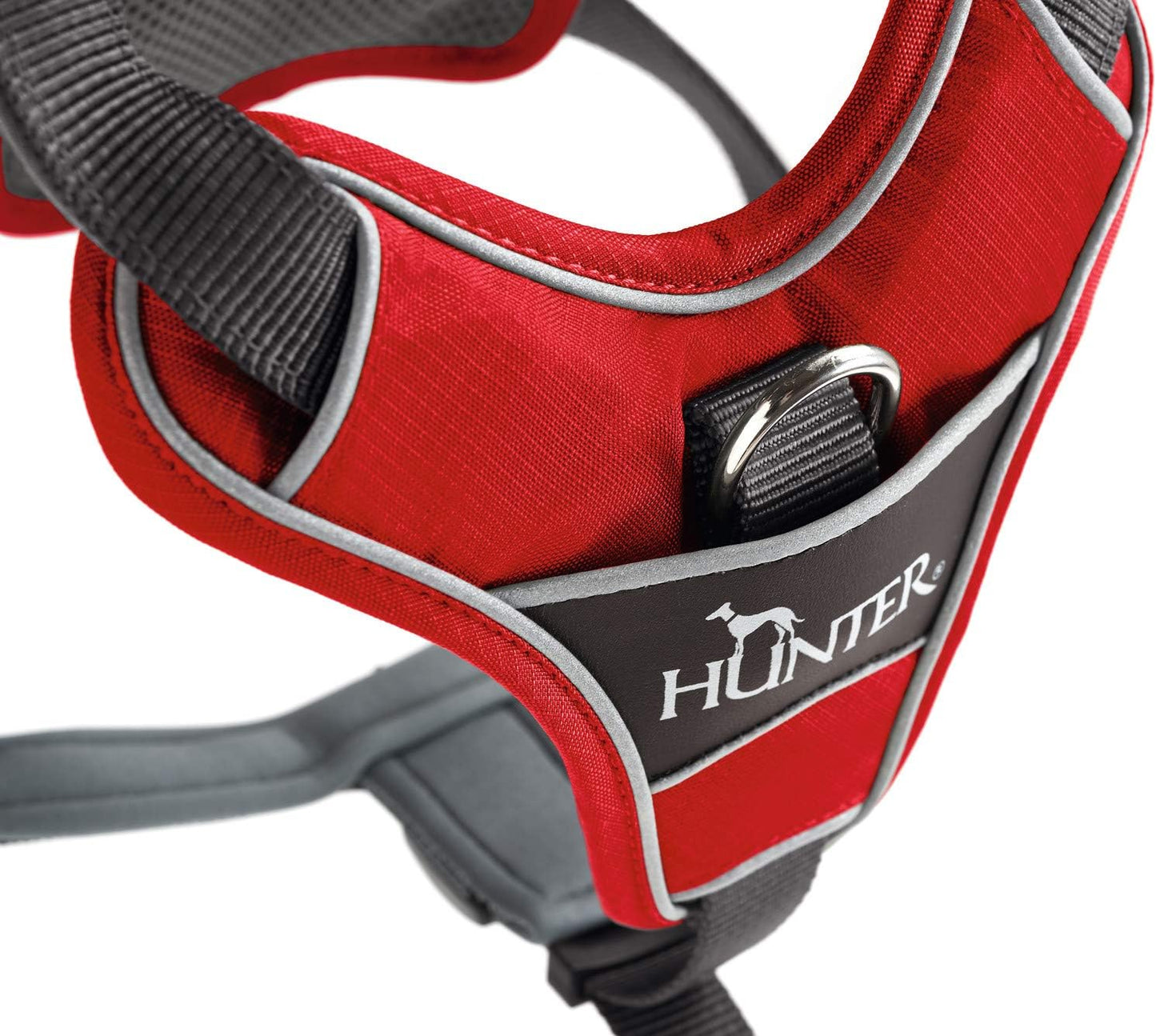 Gepolstertes Hundegeschirr Divo, verstellbar, 52 - 68 cm rot/grau
